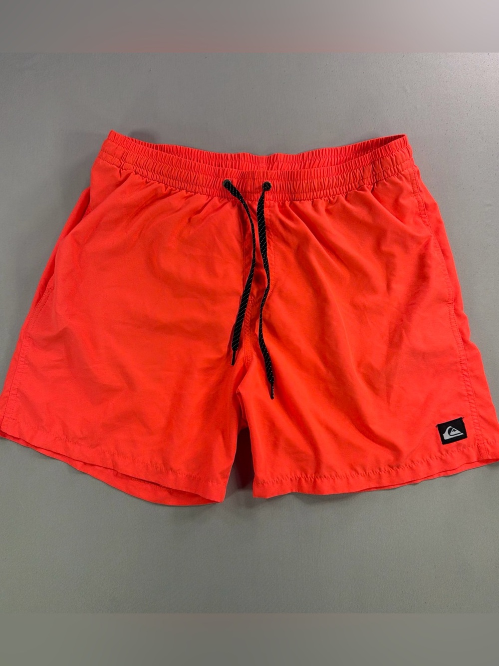Quiksilver Men’s Bright Orange Swim Trunks Board shorts with Black Drawstring